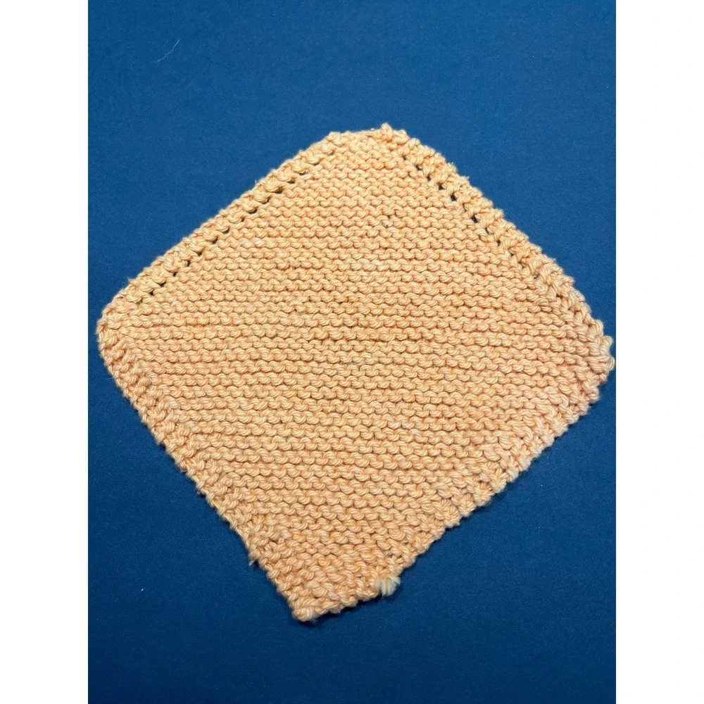 Handmade Crochet Knit Potholder Trivet Set Blue Leaf Red Hexagon Peach Square